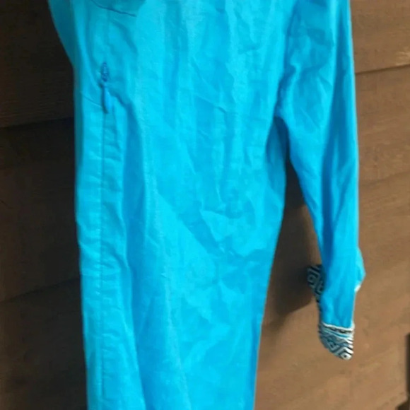 Tory Burch teal tunic with black and white detailing size 6 - Picture 6 of 6